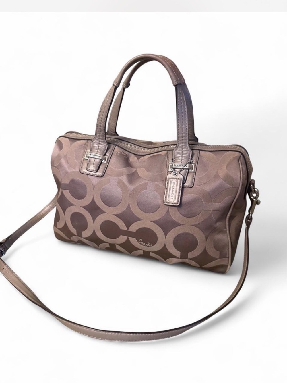 COACH (Style F25503)  Grey Sateen Taylor  Op Art Satchel